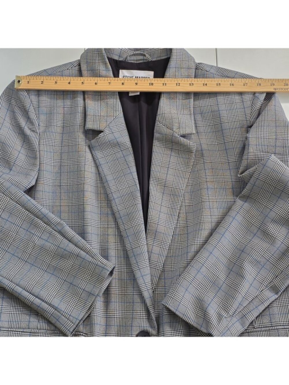 Steve Madden Blazer L Gray Plaid 1B Lined Academia Office Siren Corporate Girlie - Picture 5 of 16